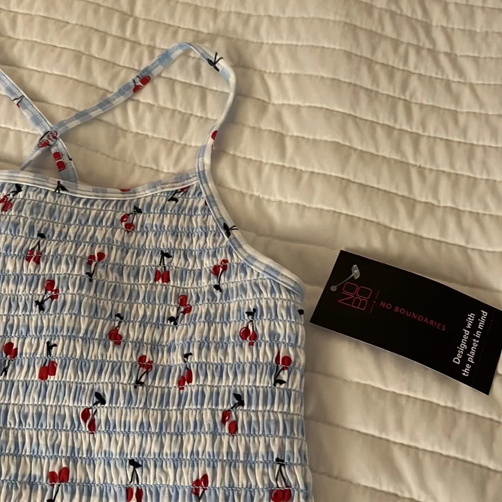 No boundaries cherry blue checkered tank top New size small - Picture 2 of 2